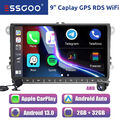 9" Carplay Autoradio Android 13 2+32G GPS NAVI +Kamera Für VW Passat B6 Golf 5 6