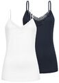 Damen Cloud5ive Top 2er Set V-Neck Spitzenshirt weiß & blau N21054059