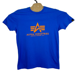 ALPHA INDUSTRIES T-Shirt Mens Size S Blue Graphic Logo Short Sleeve Crew Neck