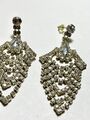 Lange Strass Ohrringe Ohrstecker Kristall Schmuck Retro Party Echt Vintage