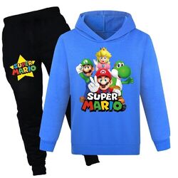 Kind Super Mario Bros Jogginganzug Trainingsanzug Sportanzug Outfits Gr 122-164