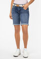 Sublevel Damen Jeans Bermuda Shorts mit Gürtel Kurze Hose Stretch Blau Denim