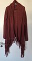 Grob Strickjacke Fransen Zipfel Gr  L  40  Bordeaux Rot Hippie Fledermaus 