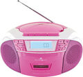 CD-Player tragbar Kinder Radio Kassette FM MP3 AUX USB LCD Display 1,2W pink