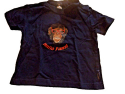 T-Shirt, Kurzarm, schwarz, Trigema, Aufdruck Affe Hallo Fans Größe 80