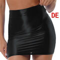 DE Damen Figurbetonter Rock Glossy Elastischer Bund Minirock Eng Party Clubwear