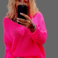 Hot☆ Loch-Strick-Pullover mit V-Ausschnitt Oversize in Pink