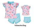 Playshoes Kinder 2-Teiler Bade Set Gr 98 - 128 Schmetterling rosa 461312 UV 50+