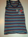 Blau/weiß/grau/rot gestreiftes Tanktop/Unterhemd mit Fußballstickern Gr. 116