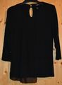 MEXX Shirt Schwarz mit 3/4-Arm Verzierung (Besatz) Gr. S 100% Viskose