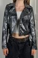 Bikerjacke Jacke Damen silber Rocker S 38 schwarz glamour Biker