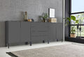 BMG Möbel Sideboard Mailand Set 5, grifflos, Metallfüßen, Anthrazit