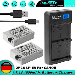 2x 1800mAh LP-E8 Akku + Ladegerät Für Canon EOS 700D 600D 550D 650D Rebel T5i X4