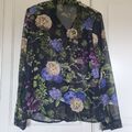 ♥  Bluse Tunika Esprit Gr. 36 S M schwarz bunt floral Blumen Chiffon Wie Neu ♥