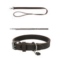 TRIXIE Rustic Fettleder Hundeleine Halsband  Hundehalsband Leine