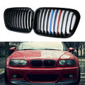 Kühlergrill Nieren Front Grill M-Farbe Schwarz Glanz Für BMW 3er E46 4D 98-01 DA