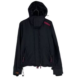 Superdry die Windjacke Schwarz Kapuze Jacke Größe