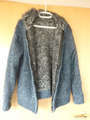 Dicke Strickfleecejacke mit Kapuze Gr.M?,Unisex,blau-meliert,gepflegt