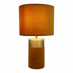 Tischleuchte Tischlampe BORDO Metallfuss braun gold Stoffschirm braun E14 NAEVE