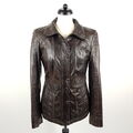 Milestone Lederjacke Damen Gr. 38 M Braun Lammnappa Biker Jacke Leder