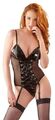 Lack-Body mit Powernet & Schnürung Schwarz sexy Netz Lack Erotik Outfit S M L XL