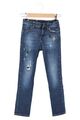 SISLEY Kinder Jeans Gr. 98 Blau Distressed Stickerei