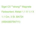 Sigel C5 ""strong"" Magnete Farbsortiert, Metall 1,1 X 1,1 X 1,1 Cm, 3 St. BA724