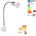 Steckdosenlampe LESCH Leselampe Schwanenhals Schalter Chrom + GU10 LED Lampe W w