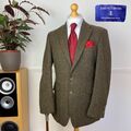 Herren TWEED Yorkshire Check Windowpane HACKING Blazer Sakko (40L) Joseph Turner