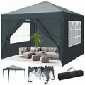 Pavillon 3x3/6m Wasserdicht Faltpavillon Pop Up Partyzelt mit 4/6 Seitenteilen