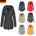 Damen Herbst Winter Übergangs Jacke Stepp Mantel Parka Steppjacke Lange Coat DE~