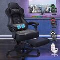 Gaming Stuhl Bürostuhl mit USB Massage Drehstuhl Chefsessel Fußstütze 150 kg DE