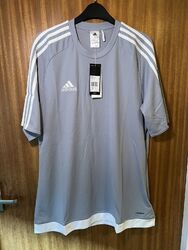 Adidas kurzärmeliges Estro 15 Jersey T-Shirt grau/weiß Größe M BRANDNEU MIT TGS