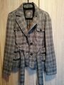 ESPRIT Damen Jacke Blazer Gr.40 grau mehrfarbig mit Gürtel Taschen Trend wie neu