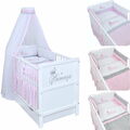 Babybett Kinderbett Princess 60x120 Weiß mit Schublade Bettset Komplett