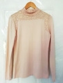 Coast Gr. M Blush Pink Stretchy High Neck Diamante Langarm Bluse Top