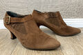 CLEOFE Damen Gr 39 Stiefeletten Echtleder braun Wildleder Velours Ankle Boots W1