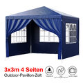 Schwerlast Pavillon 3x3m Partyzelt mit Seite Wasserdicht Festzelt Gartenzelt DHL