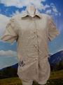 Gr.38 Trachtenbluse Peter Hahn beige Leinen mit Fantasie Stickerei Bluse TB3099