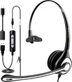 Wantek PC Headset mit Mikrofon USB/3,5mm/USB C Geräuschunterdrückendes Mikrofon