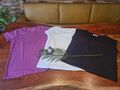 3 x Basic T-Shirt,  Uni Shirt in weiß, lila & schwarz, Gr. XL super Zustand,