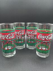 Coca Cola Tiffany Style Gläser 4 Stück 0,3 L Vintage Retro 80er Jahre Sammeln