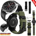 Gewebte Nylon + Echtes Leder Smart Wrist Band Ersatz Sport Uhren Armband 22mm DE