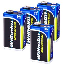 4 x Wilhelm Universal 9V Block Batterien auch für 10 Jahres Rauchmelder geeignet