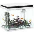 41 Liter Glas-Aquarium mit Filtersystem, LED-Lichtern, Wasserpumpe, Weiß