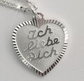 Herz Anhänger mit  Ich liebe Dich Wunschgravur Name Datum Echt Silber 925 Kette