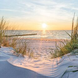 Sonnenuntergang FOTOTAPETE Seeblick Tapete VLIES Strandfoto Meer Strand Sonne