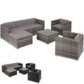 Polyrattan Sitzgruppe Lounge Gartenmöbel Set Garnitur Sofa 2 Sessel Hocker Tisch