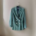 MANGO Suit Viskose Oversize Blazer Jacke Grün Gr. S 34 36 zara Unifarben H&M