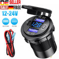 12V QC 3.0 PD USB Auto KFZ Steckdose Dual USB Ladegerät Buchse Dose KFZ Einbau